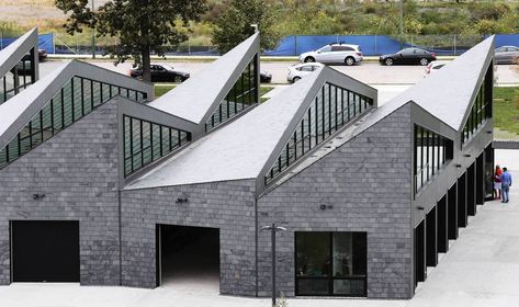 Shed Roof Architecture, Indoor Rowing, Shed Building, Factory Architecture, Lakefront Living, Lakefront Property, Roof Architecture, Industrial Architecture, The Shed