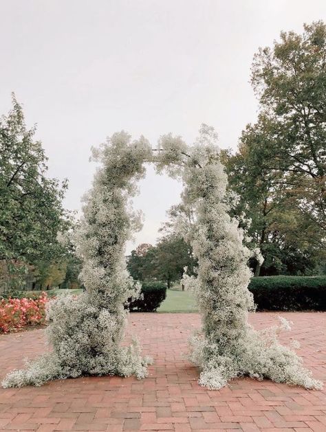 Baby’s Breath Down Aisle Wedding, Babies Breath Arch, Ceremony Benches, Pasta Wedding, Venus Wedding, Ceremony Layout, Hanging Bench, Plaza Wedding, Gypsophila Wedding