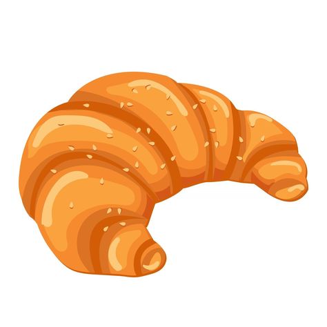 Cartoon vector illustration isolated object delicious flour food bakery bread croissant with sesame Cute Bread Cartoon, Croissant Cartoon, Croissant Vector, Bakery Cartoon, Croissant Drawing, Croissant Illustration, Bread Croissant, Bakery Illustration, Cartoon Bread