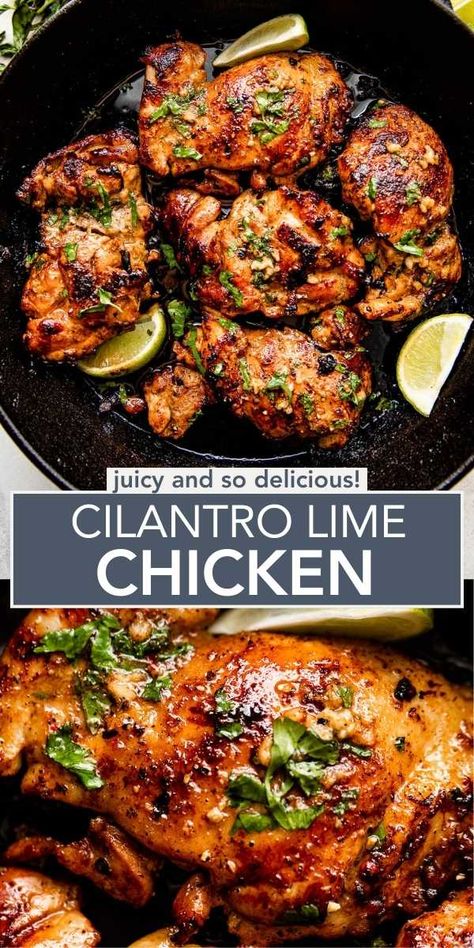 Cilantro Marinade, Chicken Thighs Dinner, Season Recipes, Lime Chicken Recipes, Cilantro Chicken, Recipe Aesthetic, Boneless Chicken Thigh Recipes, Cilantro Lime Chicken, American Recipes