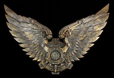 Large Wall Plaque - Steampunk Wings | www.figuren-shop.de Angel Wings Clip Art, Steampunk Wings, Male Angel, Gothic Shop, Metal Wings, Wings Drawing, Logo Idea, Wings Art, Love Background Images