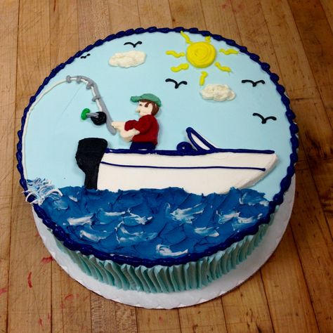 Fishing Cake Ideas, Fishing Boat Cake, Boat Birthday Cake, Boat Cake Ideas, Cake Fisherman Birthday, Fishing Cake, Boat Cakes For Men, Fishing Theme Cakes For Men, Fishing Cake Ideas For Men