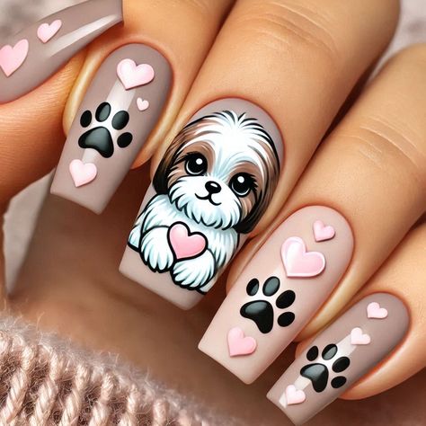 Dog Nail Art Designs, Paw Nails Designs, Puppy Nails Designs, Paw Print Nail Art, Puppy Nails, Paw Print Nails, Dog Nail Art, Paw Nails, Uñas Ideas