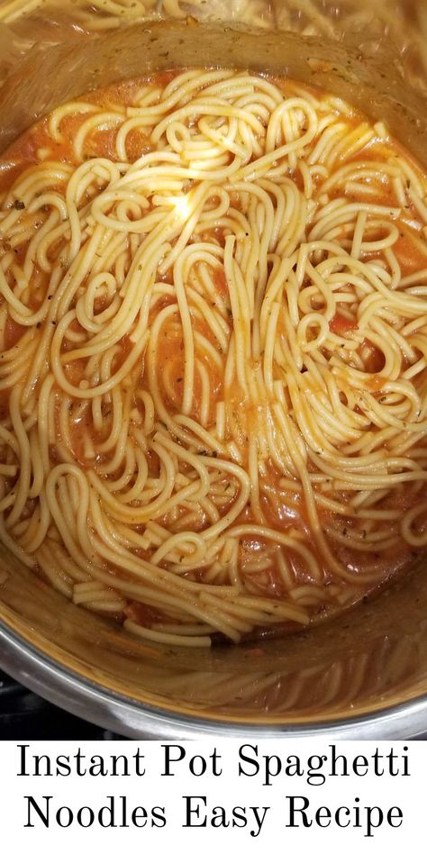 Instant Pot Spaghetti Noodles In Creamy Sauce (Vegetarian, No Meat) Spaghetti Recipes No Meat, Instant Pot Spaghetti Noodles, Instant Pot Spaghetti No Meat, Instant Pot Spaghetti Noodles Only, Instant Pot Recipes Vegetarian, Instant Pot Spaghetti Recipe, Meals Without Meat, Easy Pasta Sauce, Creamy Pasta Sauce