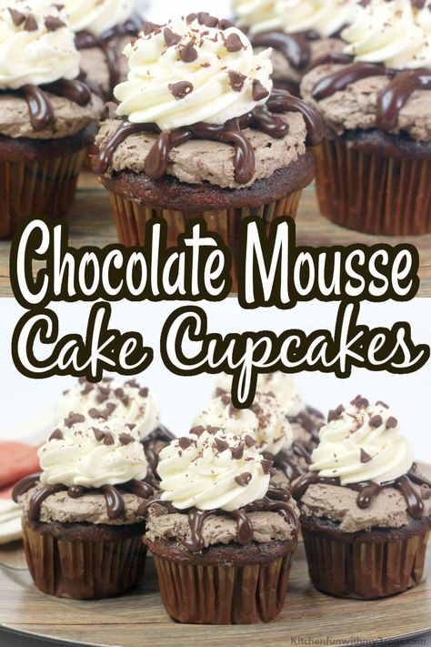 Mud Pie Cupcakes, Chocolate Cupcake Ideas Creative, Chocolate Mousse Cupcake Filling, Chocolate Mouse Cupcakes, Mousse Filled Cupcakes, Fun Chocolate Cupcakes, Mini Chocolate Mousse Cake, Chocolate Stuffed Cupcakes, Filling For Chocolate Cupcakes