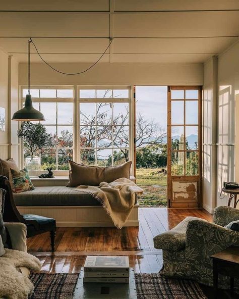 Emily Henderson (@em_henderson) • Instagram photos and videos Coin Banquette, Affordable Lighting, The Burrow, Lots Of Windows, Window Seats, Australian Architecture, Emily Henderson, Beach Shack, Stone Cottage