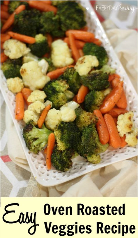 Oven Roasted Veggies, Roasted Veggies Recipe, Cauliflower And Broccoli, Roasted Veggies In Oven, Baked Veggies, More Veggies, Broccoli Cauliflower, Easy Oven, Carrot Recipes