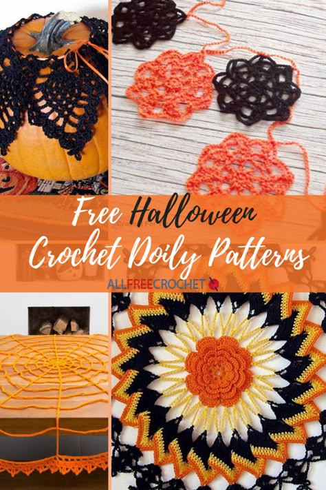 12 Free Halloween Crochet Doily Patterns Cat Doily Crochet Pattern, Crochet Halloween Hot Pads, Fall Doily Pattern Free, Crochet Halloween Doilies, Fall Crochet Doily Patterns Free, Crochet Halloween Doily, Halloween Doily Crochet Patterns Free, Crochet Dollies Free Doily Patterns, Crochet Thread Patterns Free