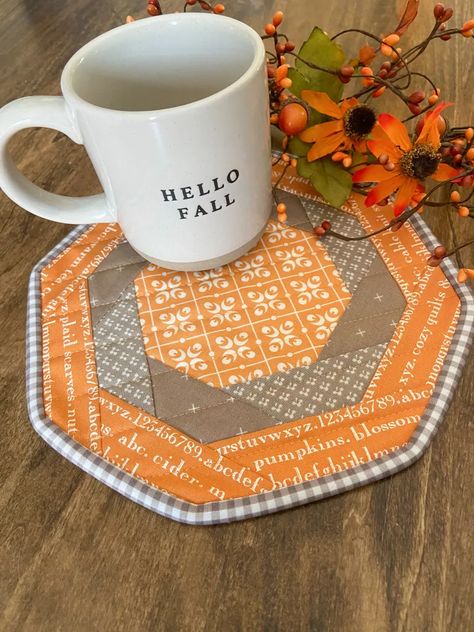 Autumn Mugs, Embrace The Change, Fall Sewing Projects, Fall Quilt Patterns, Autumn Mug, Modern Quilting Designs, Mug Rug Patterns, Fall Sewing, Sewing Machine Projects