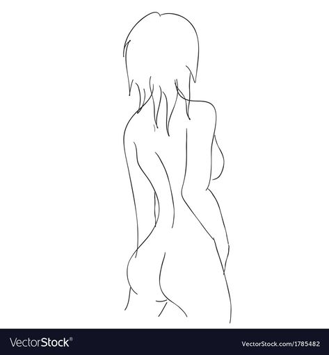 Sketch Woman, Silhouette Sketch, Woman Sketch, Arabic Tattoo, Woman Back, Free Vector Images, Art Ideas, Adobe Illustrator, Line Art