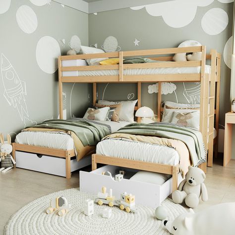 ✨🧒 Create a space-saving solution for your children's room without compromising space, comfort and style. Our new fun kids beds offer bunk and storage solutions plus complete Australian Standard certification to ensure your child's safety. 🛍 Featuring Carl House Bed, Aron Bunk Bed, Adalyn Kids Bed and Aristos Tripple Bunk Bed. . . . . . . . . . #luxolivingstyle #kidsbedroominspo #bedroomstyling #homestyle #luxolivingau #kidsroom #rugsaustralia #childrenroom #ch... Tripple Bunk Bed, Bunk Beds Small Room, Cool Beds For Kids, Toddler And Baby Room, Triple Bunk Beds, Diy Bunk Bed, Kids Shared Bedroom, Triple Bunk Bed, Boys Room Design