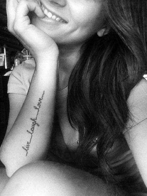 Live Laugh Love Tattoo For Women, Live Love Laugh Tattoo, Live Laugh Love Tattoo, Laugh Tattoo, Tattoos For Women Flowers, Live Love Laugh, Collar Bone Tattoo, Love Tattoos, Live Laugh Love