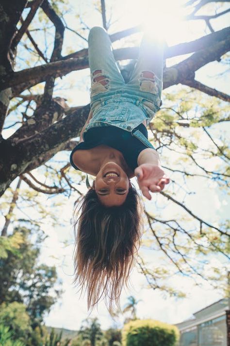 Photo Of Woman Putting Her Hands Up · Free Stock Photo Photo Of Woman, Hanging Upside Down, Happy Photos, Graduation Photoshoot, Wild Woman, Adobe Photoshop Lightroom, Photos Of Women, Art Poses, Photoshop Lightroom