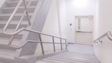 Fire Exit Stairs, Floor Aesthetic, Stairs Sizes, Black Architecture, Ap Portfolio, Fire Exit, Stair Well, Fire Rated Doors, Carpentry And Joinery