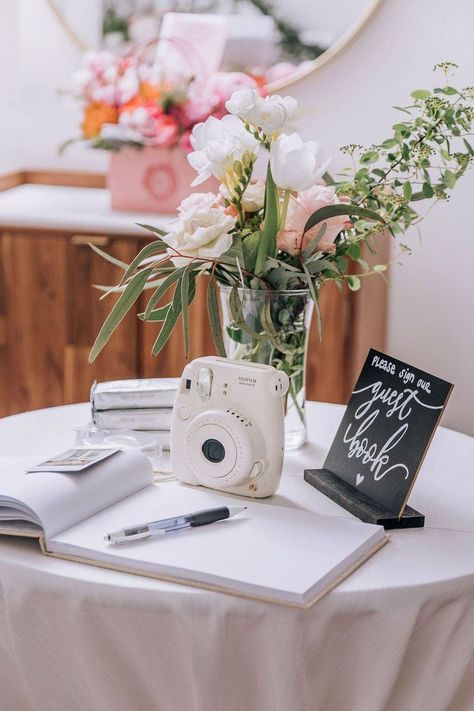 Wedding Guest Book Table Decorations, Wedding Planning Board, Evening Wedding Ceremony, Wedding Guest Book Table, Polaroid Guest Book, A Year In Review, Intimate Backyard Wedding, Halloween Themed Wedding, Planning Board