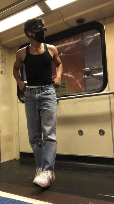 Male Summer Outfits Casual, Cool Jeans Men, Tank Top Outfits Men, Murakami Pillow, Style Outfits Men, Boy Aesthetics, Mens Aesthetic, Outfits Men Streetwear, Aesthetics Tumblr