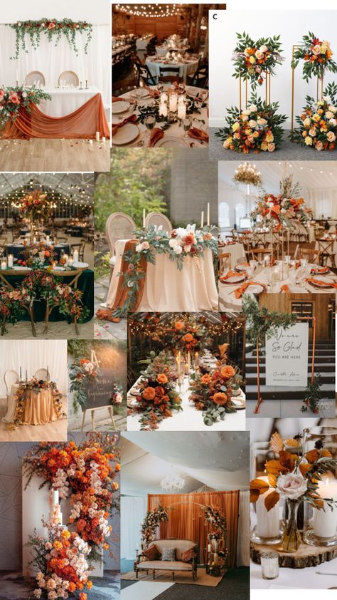 Orange Wedding Themes, Fall Wedding Color Schemes, Wedding Color Pallet, Dream Wedding Decorations, Outdoor Fall Wedding, Wedding Themes Fall, Fall Wedding Bouquets, Wedding Theme Colors, Future Wedding Plans