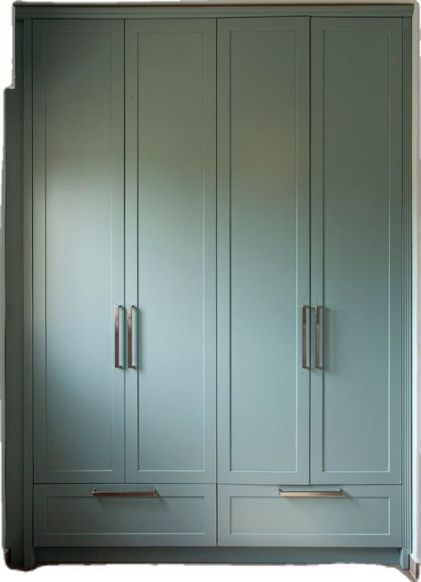 Bedroom Cabinet Color Ideas, Teal Wardrobe Bedroom, Green Wardrobe Bedroom, Green Wardrobe, Wardrobe Colour, Bedroom Curtain Ideas, Bedroom Built In Wardrobe, Bedroom Cupboards, Wardrobe Door Designs