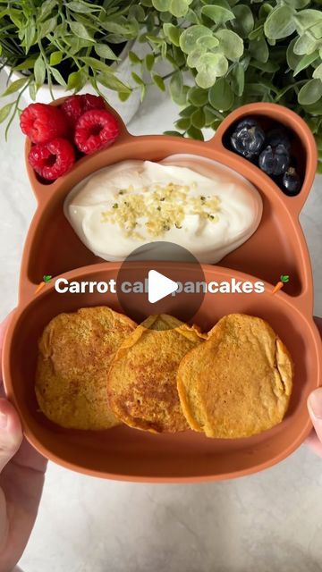 Rosie Kessous on Instagram: "🥕 CARROT CAKE PANCAKES 🥕 These are delicious and so good for sneaky extra veggies in 🥳 Ingredients (7-8 pancakes) 🥕 1/2 carrot, raw 🍌 1/2 banana 🌾 60g oats 🥚 1 egg 🥛 1 tbsp greek yoghurt 💥 1 tsp baking powder 🤎 1 tsp cinnamon Simply blend together and fry in butter/ coconut oil. If you don’t have a food processor you can grate the carrot 🥕 📚 for more delicious recipes for you and your little one, order my book - Feeding Arlo and Mum at the link in my bio! 50 recipes that are for all the family 🥰 Plate is from @natbebeuk - use code FEEDINGARLO for 10% off 🐻 I always serve Arlo water from his @tumtumtots weighted straw cup, we love it! Get 10% off with code FEEDING ARLO 🤍 👶🏼 6+ months (follow allergen and serving advice from @solidstarts ⚠️) 🧊 k Carrot Cake Pancakes, Cake Pancakes, Toddler Recipes, Straw Cup, Toddler Meals, Food Processor, Cup With Straw, 1 Egg, Baby Food