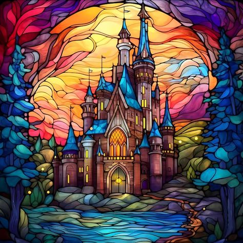 PRICES MAY VARY. 💎【About Diamond Painting Kits】DIY 5D stained glass castle diamond art kits for adults - It is made of colorful diamonds. Because the sparkling diamonds make the photo of stained glass castle diamond painting even more brilliant, beautiful and collectible, bringing the whole picture to life. 💎【Our Stained Glass Castle Diamond Painting Kits Contains】Include 1 * HD Environmental Protection Canvas, 1 * Tweezers, 1 * 3-Drill Pen,1 * 9-Drill Pen, 1 * Large Glue, 1 * Tray, 8 * Spare Art Kits For Adults, Stain Glass Window Art, Glass Castle, Diamond Dots, Diamond Art Kits, Gem Art, Art For Beginners, Glass Window Art, Glass Diy