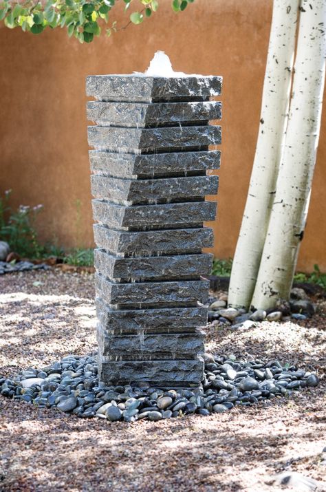 Outdoor Water Fountains, Outdoor Wall Fountains, Stone Forest, Outdoor Gardens Landscaping, Modern Fountain, Walkway Landscaping, Diy Water Fountain, Fountains Backyard, Fountain Design