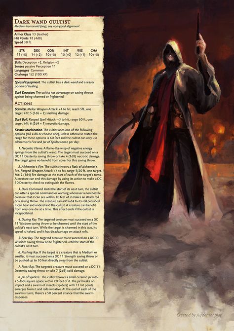 Dark Wand Cultist Cultist Dnd 5e, Dnd Villain Ideas, Dnd Villains, Dungeons And Dragons Rules, Dnd Stats, Dnd Homebrew, Dungeon Master's Guide, Dnd Races, Dungeons And Dragons 5e