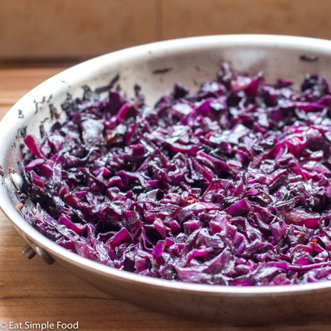 Simple Sautéed Red Cabbage Recipe - Eat Simple Food Purple Cabbage Recipes, Sauteed Red Cabbage, Cooked Red Cabbage, Red Cabbage Recipe, Beef Back Ribs, Red Cabbage Recipes, Cabbage Recipe, Cooked Cabbage, Purple Cabbage