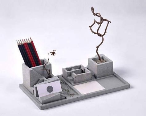 Office Organization Ideas, Architecture Toy, Concrete Desk, Diy Office Organization, Desk Organizer Tray, Marble Desk, Desk Organization Diy, 3d Printing Art, Desk Organizer Set