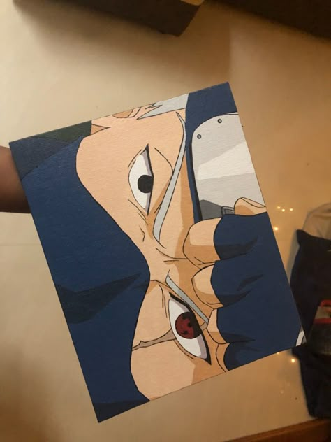 Canvas Anime Painting Ideas, Avengers Canvas Painting Easy, Naruto Art Painting, Painting On Canvas Anime, Kakashi Canvas Painting, Anime Canvas Drawing, Simple Anime Painting On Canvas, Naruto Painting Ideas On Canvas Easy, Anime Painting Acrylic Easy