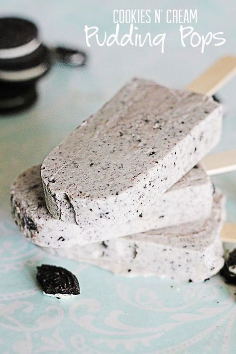 Popsicles Recipes, Pudding Pops, Granitas, Cookies N Cream, Pudding Pop, Homemade Popsicles, Cookies N Cream Cookies, Popsicle Recipes, Menu Ideas