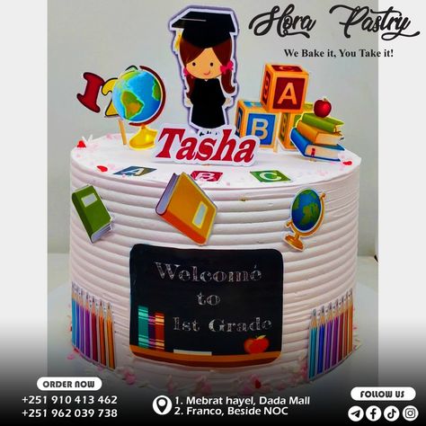 Graduation Cake For Kindergarten, Kindergarten Cake Graduation, Graduation Cake For Kids, Kindergarten Graduation Cakes, Kinder Graduation Cake, Kindergarten Cake, Doctor Birthday Cake, Preschool Graduation Cake, Kindergarten Graduation Cake