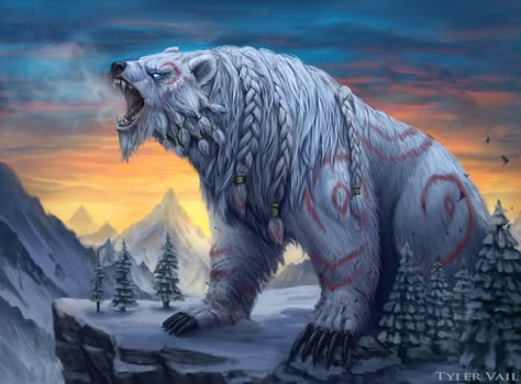 Polar Bear Art, Mystical Animals, Beast Creature, Creature Artwork, Kaiju Art, Fantasy Beasts, Dnd Monsters, Monster Concept Art, Fantasy Animals