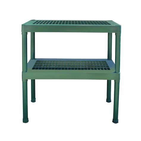 Rion 2 Tier Green Staging Bench >>> Check out this great article. #Gardening Planting Bench, Greenhouse Staging, Plastic Shelving Units, Potting Station, Greenhouse Supplies, Drip Irrigation Kit, Polycarbonate Greenhouse, Potting Table, Greenhouse Kit