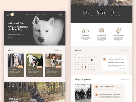 Dog Rescue Website Design, Pets Hotel, Adoption Website, Figma Website, Website Concept, Creative Website Design, Pet Hotel, Web Project, Guide Dog