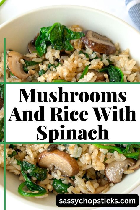 Try this delicious Mushroom And Rice With Spinach dish for a healthy and satisfying meal. It is packed with nutrition and flavor. Mushroom Spinach Brown Rice Recipes, Cauliflower Rice Mushroom Spinach, Mushroom And Spinach Cauliflower Rice, Spinach Mushroom Rice Recipes, Mushroom Healthy Recipes, Mushroom Meal Prep, Rice And Spinach Recipes, Rice With Mushrooms And Spinach, Spinach And Rice Recipes