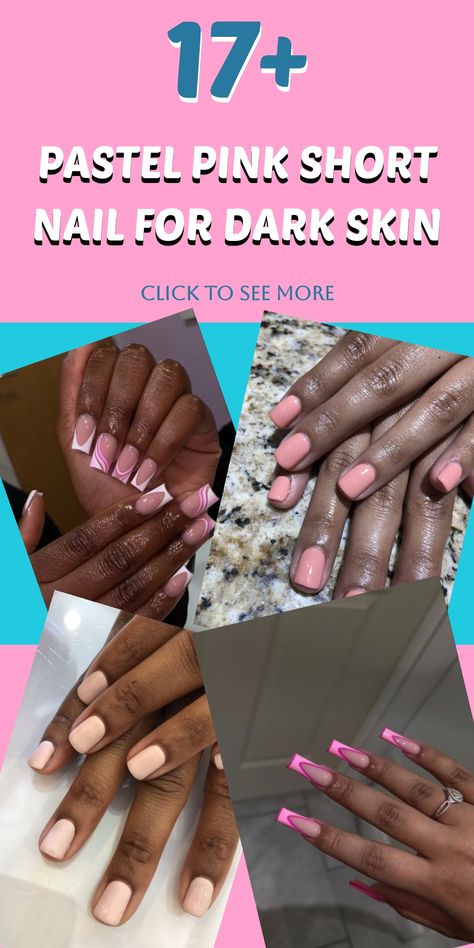 Enhance your natural beauty with chic pastel pink short nail designs curated to flatter darker skin tones. Explore a range of soft blush and baby pink hues to add a touch of sophistication to your manicure. Elevate your style with these elegant nail ideas that highlight the richness of your skin tone, giving you a fabulous look all day! Baby Pink Nails With Design, Pink Short Nail Designs, Nail Designs For Dark Skin, Nails For Darker Skin Tone, Elegant Nail Ideas, Short Pink Nails, Soft Pink Nails, Darker Skin Tones, Baby Pink Nails