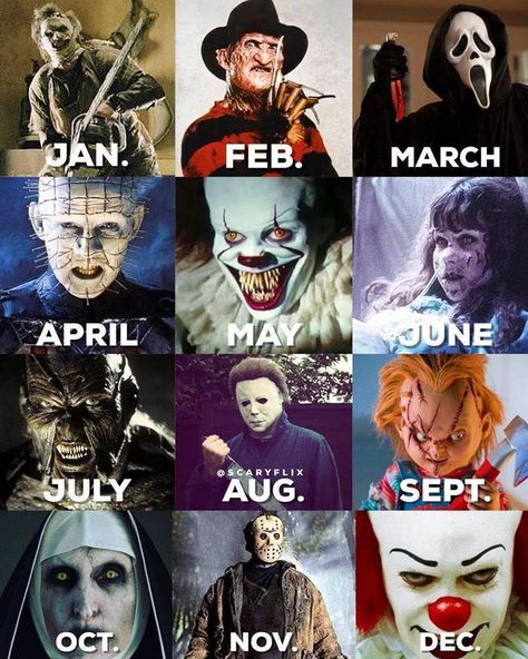 Halloween All Year Long Halloween Killers, Horror Facts, Horror Movie Costumes, All Horror Movies, Clown Movie, Gif Terror, Halloween Pics, Horror Movies Funny, Halloween Memes