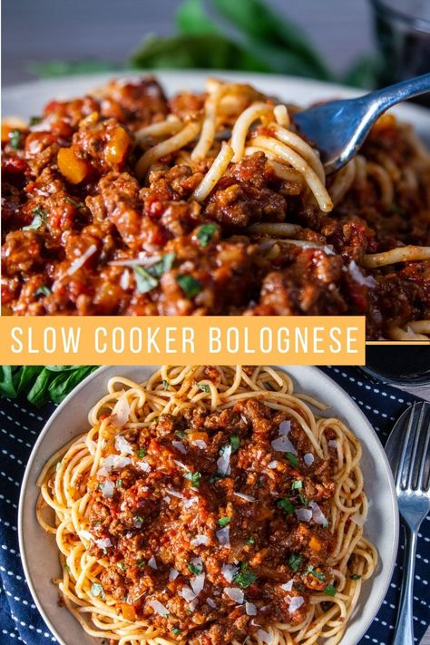 Bolognese Slow Cooker, Spaghetti Bolognese Slow Cooker, Slow Cooker Bolognese, Slow Cooker Pasta Recipes, Slow Cooker Spaghetti, Slow Cooker Pasta, Bolognese Recipe, Slow Cooker Dinner, Spaghetti Bolognese