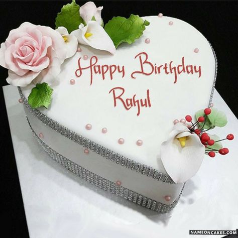 Happy Birthday rahul Birthday Cake For Son, Birthday Cake For Wife, Sweet Birthday Quotes, Happy Birthday Cake Writing, Shaped Birthday Cake, Happy Birthday Lover, Heart Shaped Birthday Cake, Birthday Cake Write Name, Happy Birthday Nephew