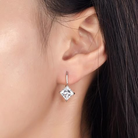 Diamond Shaped Earrings, Diamond Drop Earrings Simple, Cute Diamond Earrings, Princess Diamond Earrings, Drop Diamond Earrings, Princess Cut Diamond Earrings, Princess Cut Earrings, Rings Beads, Metal Pendants