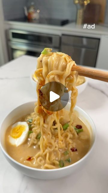 Toni Chapman on Instagram: "#ad Creamy Chili Garlic Ramen using my secret ingredient @campbells Cream of Mushroom Soup 🤓🤍 I love this hack because the soup takes the most important part of the ramen (the broth) to the next level in seconds! It’s affordable and it’s creamy, what more could you ask for! Check out #Campbells 15 meals under $15 collection, which has delicious affordable recipes the whole family will love!   *Recipe costs based on weighted avg. base price data." Creamy Chili Garlic Ramen, How To Make Ramen Broth, Creamy Ramen Noodle Recipes, Ramen Creamy, Ramen Broth Recipe, Toni Chapman, Creamy Ramen, Top Ramen Recipes, Ramen Noodle Recipes Soup