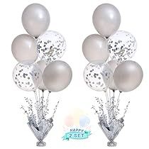 Retirement Table Decorations, Prom Table Decorations, Table Balloons, Centerpiece Stand, Graduation Birthday Party, Silver Table, Confetti Balloons, 2 Set, Wedding Bridal