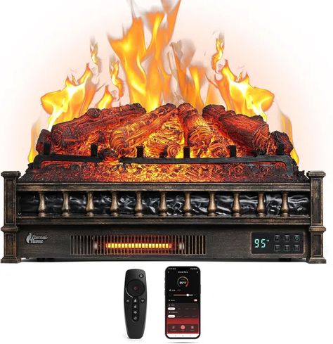 Shrum 26" WiFi Infrared Quartz Electric Fireplace with Sound Crackling, Realistic Pinewood Logs, Timer, 1500W Electric Fireplace Logs, Space Heater Fireplace, Electric Logs, Recessed Electric Fireplace, Fireplace Logs, Eternal Flame, Electric Fireplace Insert, Portable Heater, Stove Fireplace