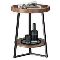 Small End Tables, Farmhouse Side Table, Round End Table, Living Room End Tables, Wood Bedroom, End Tables With Storage, Small Table, Shelf Design, Black Metal Frame