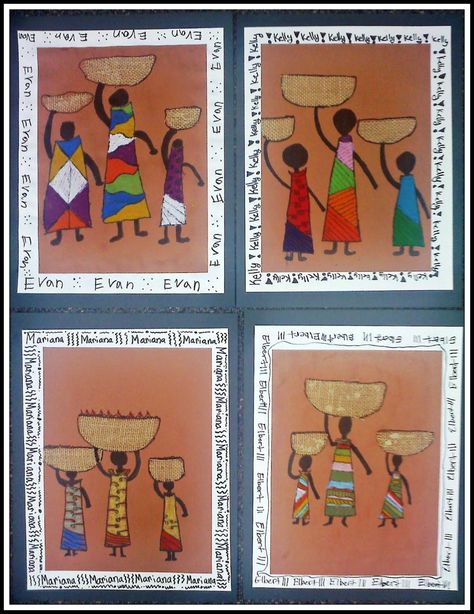 African Art For Kids, African Art Projects, 2nd Grade Art, African Crafts, Afrique Art, 3rd Grade Art, Art Terms, Elementary Art Projects, African People