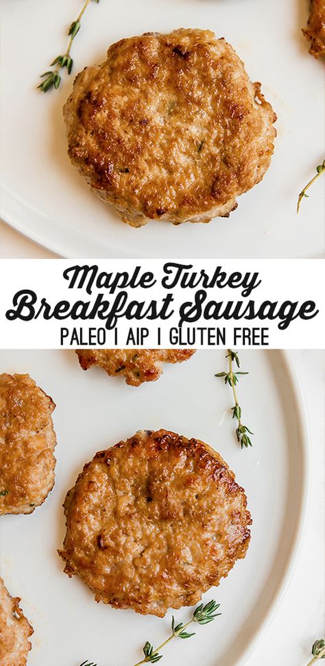 These turkey maple breakfast sausages are a delicious homemade breakfast option! They're made with all real food ingredients and are paleo and AIP compliant. Maple Turkey, Maple Breakfast, Breakfast Sausage Seasoning, Breakfast Paleo, Mom Meals, Aip Breakfast, Whole30 Breakfast, Homemade Breakfast Sausage, Turkey Breakfast Sausage