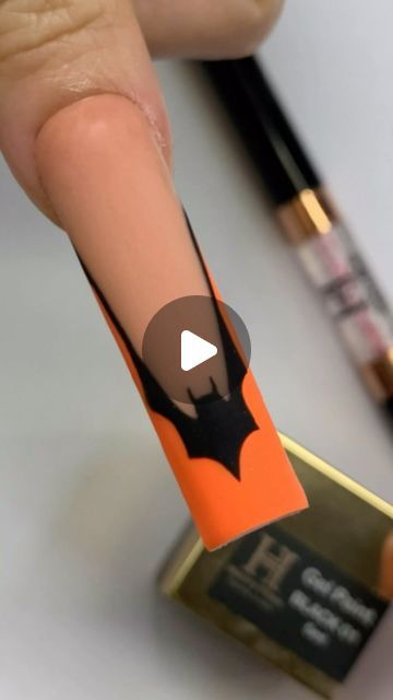 Honey Phan on Instagram: "Frenchie Bat 🦇 Tutorial…easy art using Linework Brush and Pro Gel paint Black  Products: @honeysnailsecret Acrylic Hp004, Linework brush, pro gel paint, pro gel art   Honey’s Nail Supply  2200 Norcross Pwk #245, Norcross GA 30071   #nails #naildesigns #nailtutorial #nailart #nailvideos #nailtrend #prettynails #nailviral #nails #bestnails2024 #halloweennails #halloween #fallnails #fallnails🍁🍂" Bat Nails Tutorial, Bat Nail Tutorial, Bat Nail Art Tutorial, Easy Bat Nails, Bat Nail Art, Halloween Bat Nails, Bat Nails Art, Reverse French Nails, Halloween Nail Art Tutorial