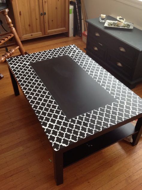 A stencilled Lack coffee table - IKEA Hackers Coffee Table Hacks, Coffee Table Redo, Ikea Lack Coffee Table, Lack Coffee Table, Coffee Table Makeover, Hacks Ikea, Lego Table, Ikea Lack, Ikea Hackers