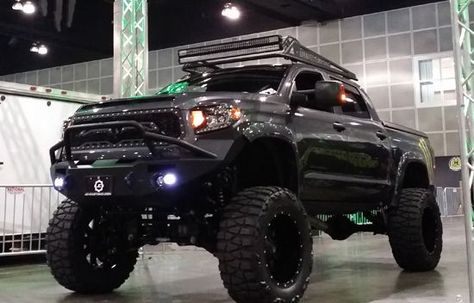 Pulido's 2014 Toyota Tundra SEMA Show Beast - Featured Truck Toyota Tundra Lifted, Tundra Wheels, 2014 Toyota Tundra, Custom Lifted Trucks, Tundra Truck, Toyota Car, Jacked Up Trucks, Fb Cover, Show Trucks