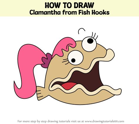 How to Draw Clamantha from Fish Hooks Fish Hooks Show, Learn Drawing, Fish Hooks, Step By Step Drawing, Fish Hook, Learn To Draw, Drawing Tutorial, To Draw, Step By Step